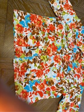 Jane Ashley Floral Button-Front Shorts - White, Red, Blue, Brown, Green